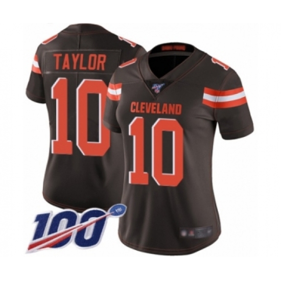 Women's Cleveland Browns #10 Taywan Taylor Brown Team Color Vapor Untouchable Limited Player 100th Season Football Jersey - Ujersey