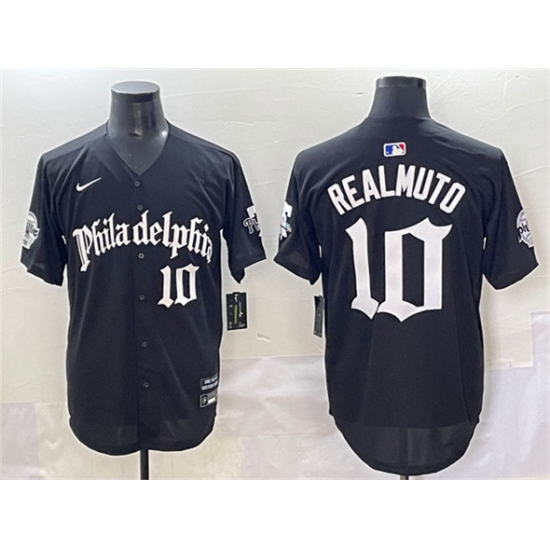 Men's Philadelphia Phillies #10 J.T. Realmuto Black Gothic Vapor Limited Stitched Jersey - Ujersey