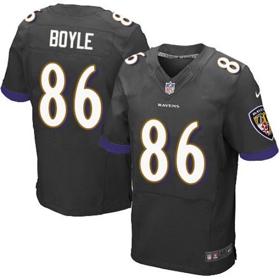 Men's Nike Baltimore Ravens #86 Nick Boyle Elite Black Alternate NFL Jersey - Ujersey