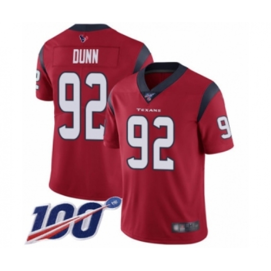 Men's Houston Texans #92 Brandon Dunn Red Alternate Vapor Untouchable Limited Player 100th Season Football Jersey - Ujersey