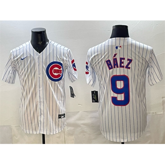 Men's Chicago Cubs #9 Javier Báez White Home Limited Stitched Baseball Jersey - Ujersey