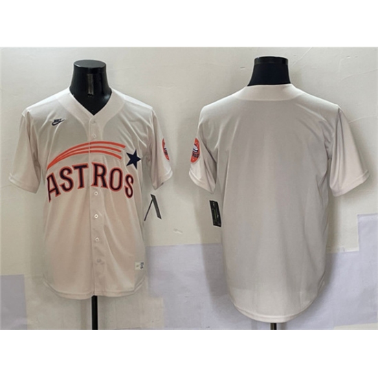 Men's Houston Astros Blank Cream Throwback Cooperstown Collection Limited Stitched Baseball Jersey - Ujersey