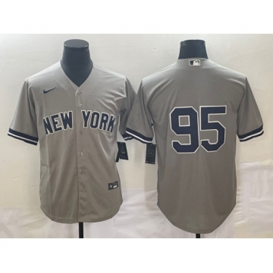 Men's New York Yankees #95 Oswaldo Cabrera Grey Cool Base Stitched Jersey - Ujersey