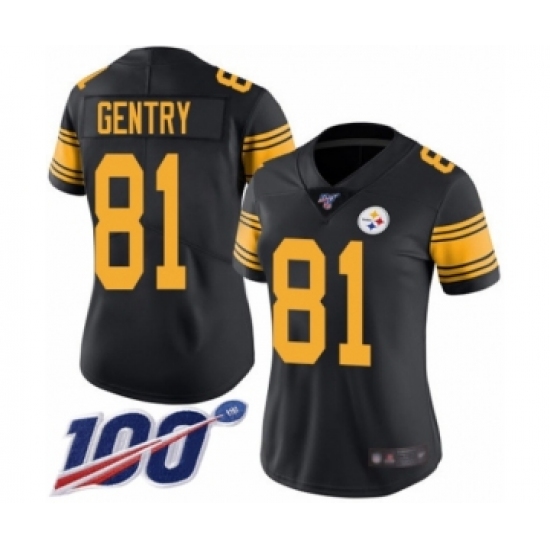 Women's Pittsburgh Steelers #81 Zach Gentry Limited Black Rush Vapor Untouchable 100th Season Football Jersey - Ujersey