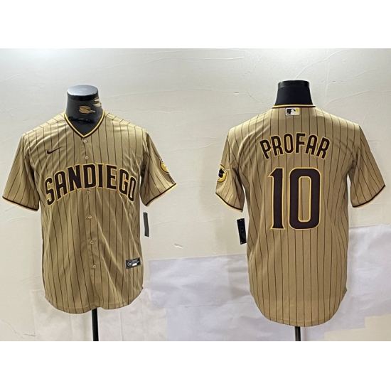 Men's San Diego Padres #10 Jurickson Profar Khaki Team Logo Cool Base Jersey - Ujersey