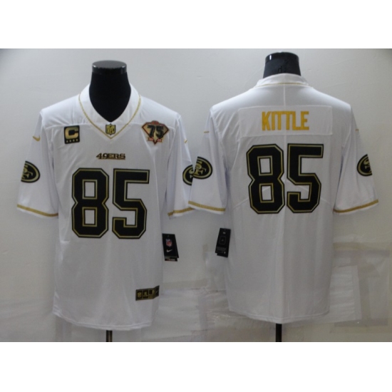 Men's San Francisco 49ers #85 George Kittle Nike White-Gold Limited Throwback Jersey - Ujersey