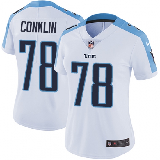 Women's Nike Tennessee Titans #78 Jack Conklin White Vapor Untouchable Limited Player NFL Jersey - Ujersey