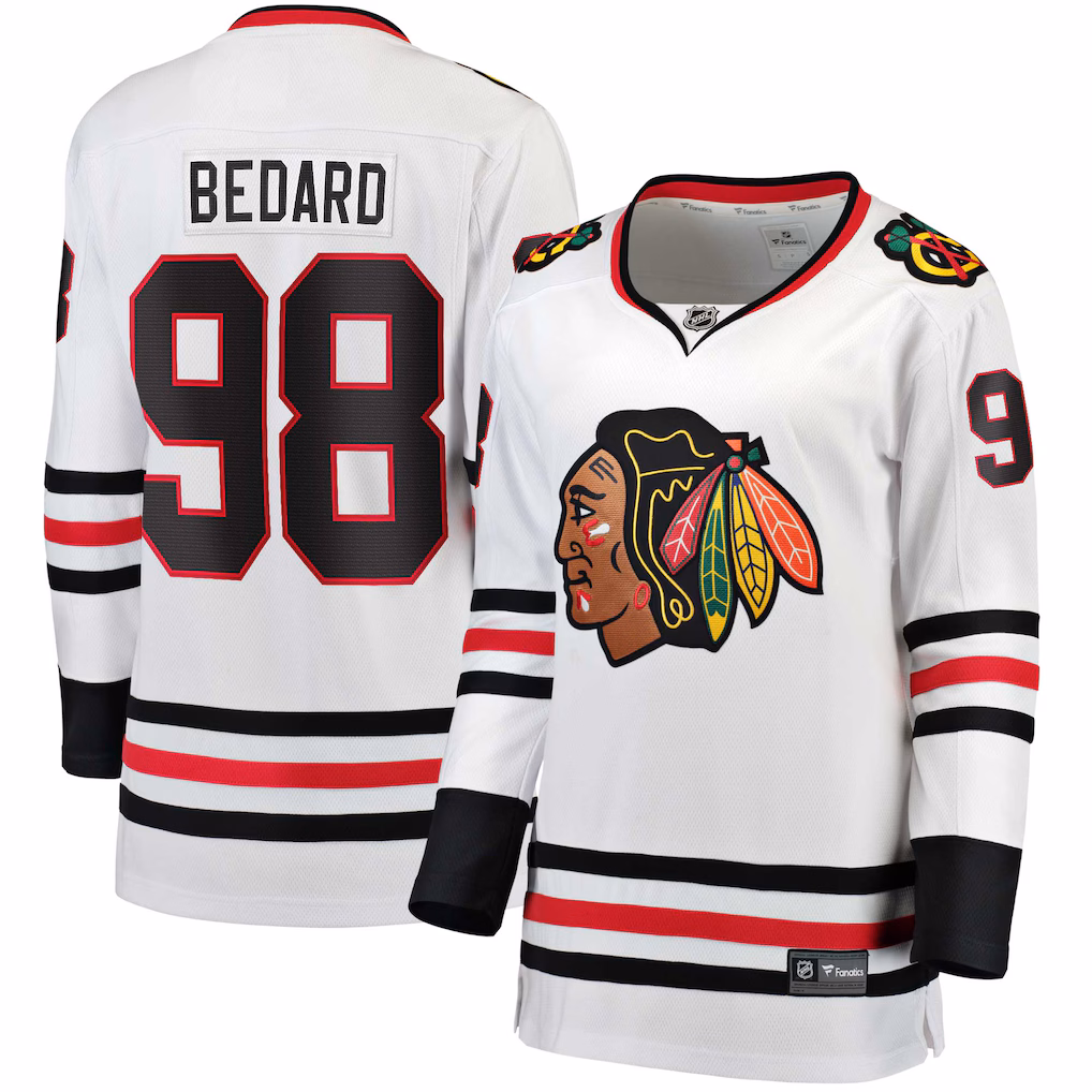 Women's Chicago Blackhawks Connor Bedard Fanatics White Away Breakaway Jersey - ujerseystore