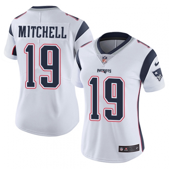 Women's Nike New England Patriots #19 Malcolm Mitchell White Vapor Untouchable Limited Player NFL Jersey - Ujersey