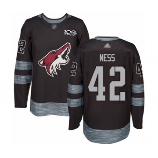 Men's Arizona Coyotes #42 Aaron Ness Authentic Black 1917-2017 100th Anniversary Hockey Jersey - Ujersey