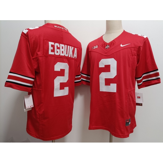 Men's Ohio State Buckeyes #2 Emeka Egbuka Red FUSE College Stitched Jersey - Ujersey