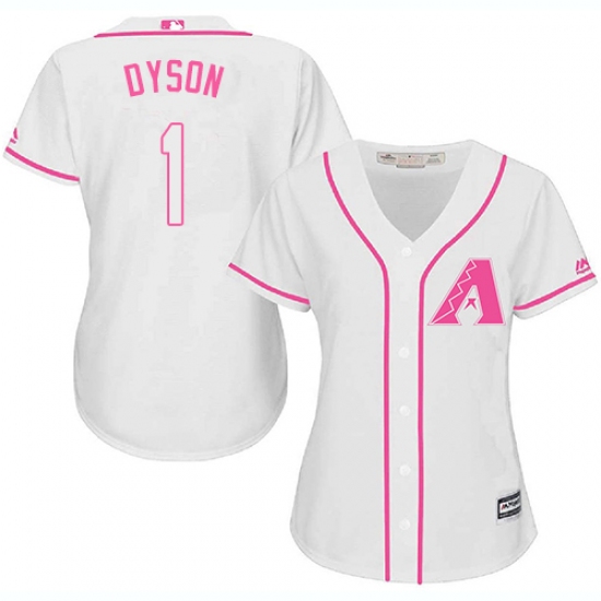 Women's Majestic Arizona Diamondbacks #1 Jarrod Dyson Replica White Fashion MLB Jersey - Ujersey