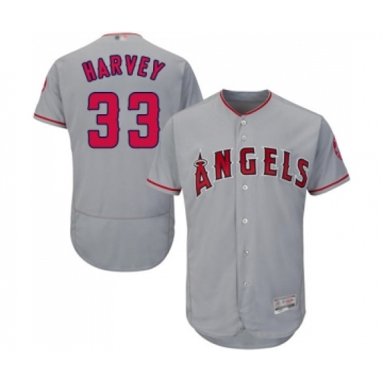 Men's Los Angeles Angels of Anaheim #33 Matt Harvey Grey Road Flex Base Authentic Collection Baseball Jersey - Ujersey