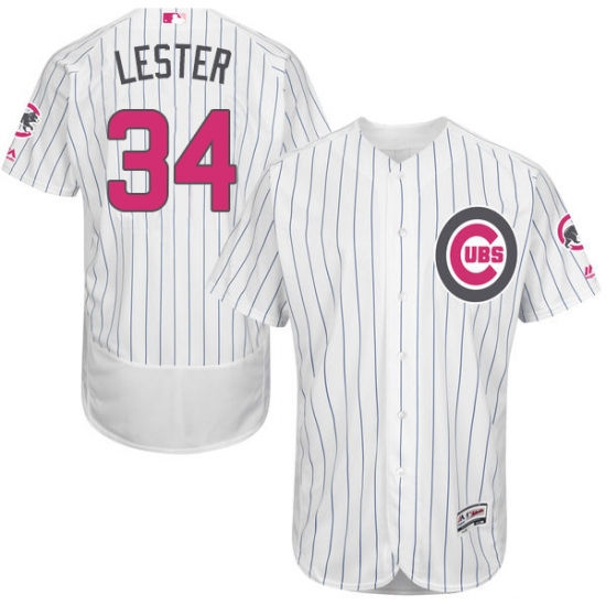 Men's Majestic Chicago Cubs #34 Jon Lester Authentic White 2016 Mother's Day Fashion Flex Base MLB Jersey - Ujersey