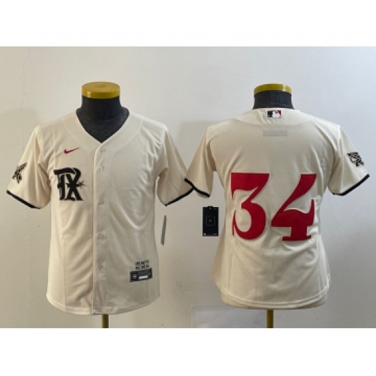 Women's Texas Rangers #34 Nolan Ryan Cream 2023 City Connect Stitched Baseball Jersey - Ujersey