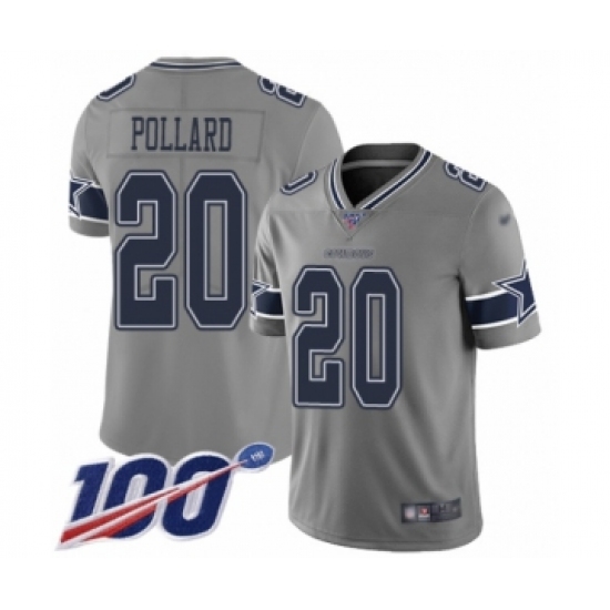 Youth Dallas Cowboys #20 Tony Pollard Limited Gray Inverted Legend 100th Season Football Jersey - Ujersey