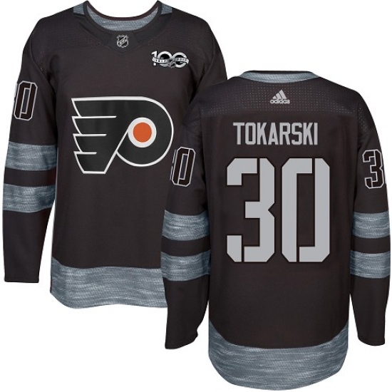 Men's Adidas Philadelphia Flyers #30 Dustin Tokarski Authentic Black 1917-2017 100th Anniversary NHL Jersey - Ujersey