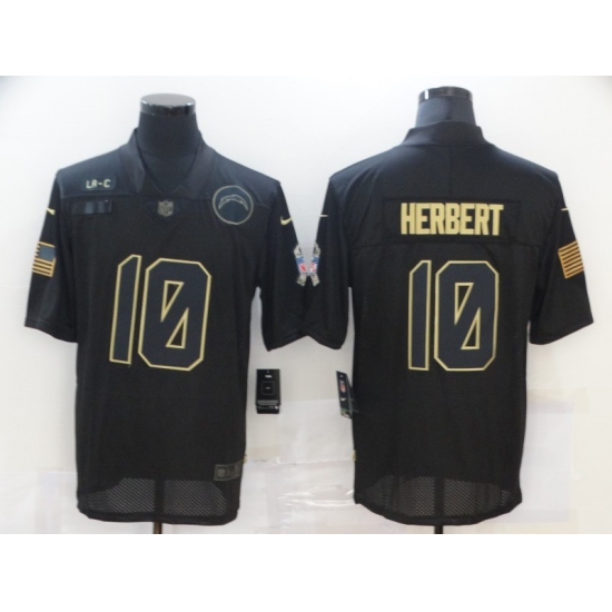 Men's Los Angeles Chargers #10 Justin Herbert Black Nike 2020 Salute To Service Limited Jersey - Ujersey
