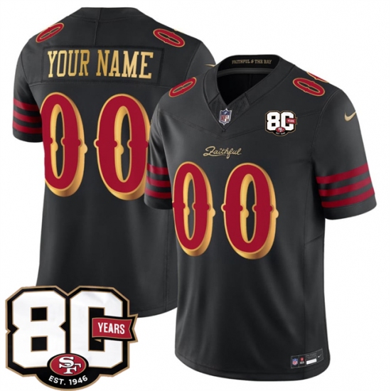 Men's San Francisco 49ers Active Player Custom Black 80th Anniversary Patch “Rivalries” 2026 F.U.S.E. Vapor Untouchable Limited Football Stitched Jersey - Ujersey