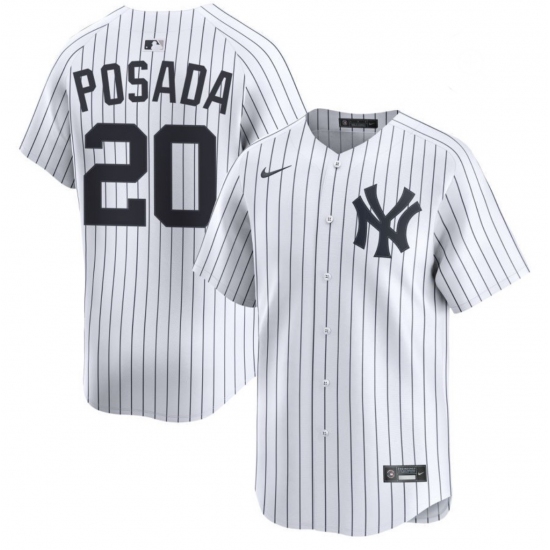 Men's New York Yankees #20 Jorge Posada White Cool Base Stitched Baseball Jersey - Ujersey