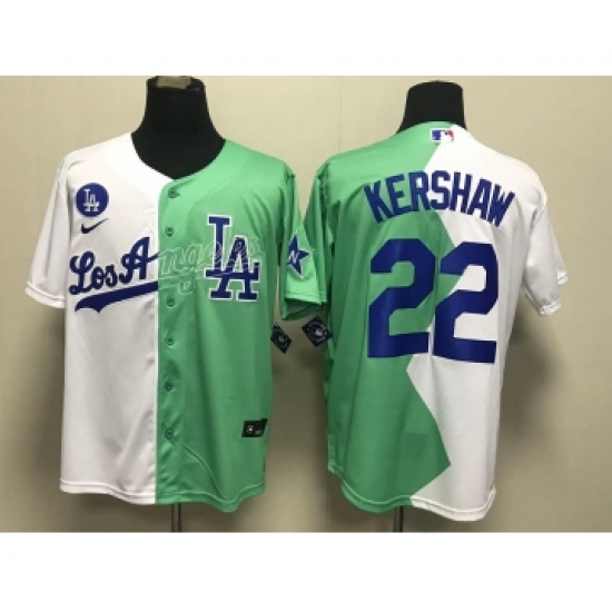 Men's Los Angeles Dodgers #22 Clayton Kershaw White Green 2022 Celebrity Softball Game Cool Base Jersey - Ujersey