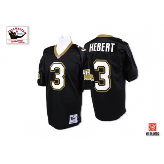 Mitchell And Ness New Orleans Saints #3 Bobby Hebert Black Authentic NFL Jersey - Ujersey
