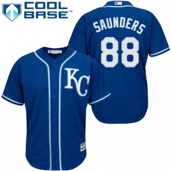 Youth Majestic Kansas City Royals #88 Michael Saunders Replica Blue Alternate 2 Cool Base MLB Jersey - Ujersey