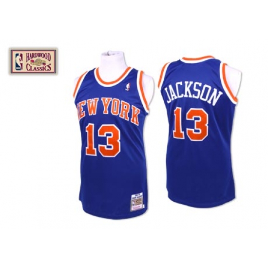 Men's Mitchell and Ness New York Knicks #13 Mark Jackson Authentic Royal Blue Throwback NBA Jersey