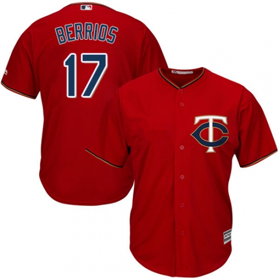 Men's Majestic Minnesota Twins #17 Jose Berrios Replica Scarlet Alternate Cool Base MLB Jersey - Ujersey