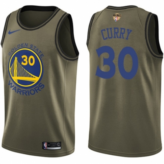 Youth Nike Golden State Warriors #30 Stephen Curry Swingman Green Salute to Service 2018 NBA Finals Bound NBA Jersey - Ujersey