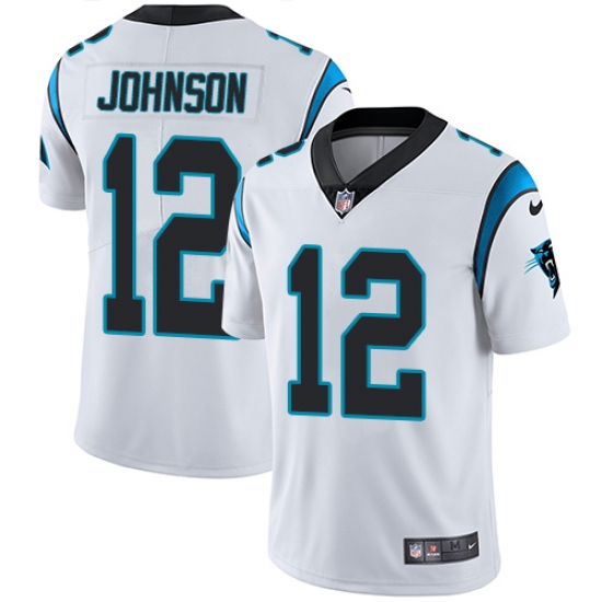 Men's Nike Carolina Panthers #12 Charles Johnson White Vapor Untouchable Limited Player NFL Jersey - Ujersey