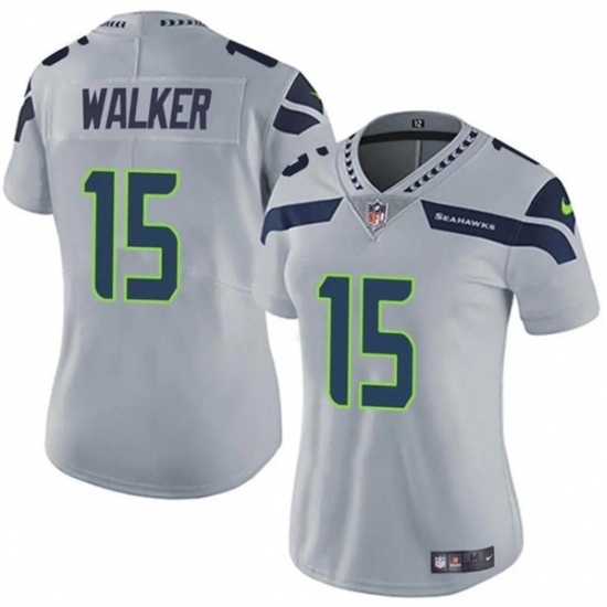 Women's Seattle Seahawks #15 P.J. Walker Gray Vapor Limited Football Stitched Jersey - Ujersey
