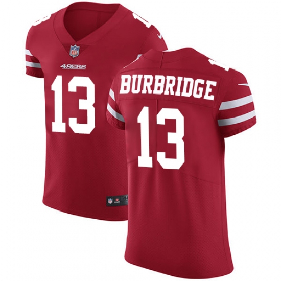 Men's Nike San Francisco 49ers #13 Aaron Burbridge Red Team Color Vapor Untouchable Elite Player NFL Jersey - Ujersey