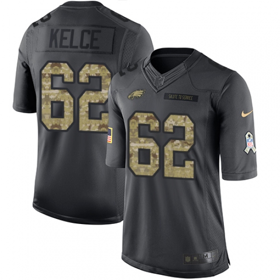 Men's Nike Philadelphia Eagles #62 Jason Kelce Limited Black 2016 Salute to Service NFL Jersey - Ujersey