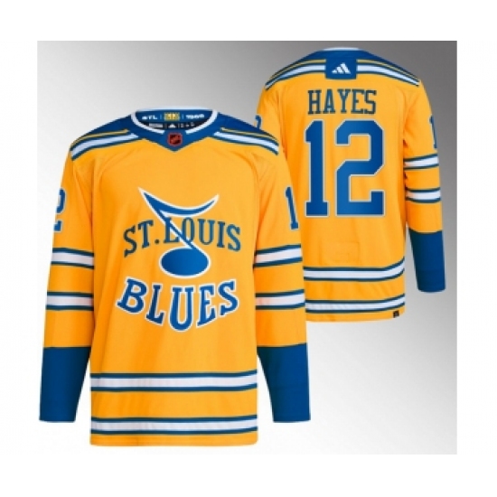 Men's St. Louis Blues #12 Kevin Hayes Yellow 2022-23 Reverse Retro Stitched Jersey - Ujersey