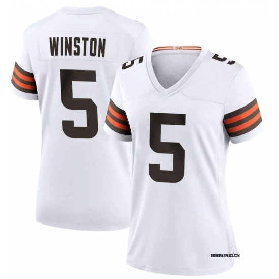 Women Cleveland Browns #5 Jameis Winston White Vapor Limited Stitched Football Jersey - Ujersey