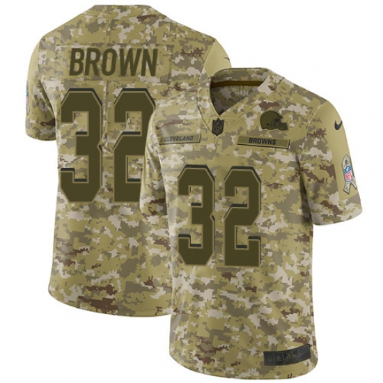 Youth Nike Cleveland Browns #32 Jim Brown Limited Camo 2018 Salute to Service NFL Jersey - Ujersey