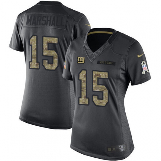 Women's Nike New York Giants #15 Brandon Marshall Limited Black 2016 Salute to Service NFL Jersey - Ujersey