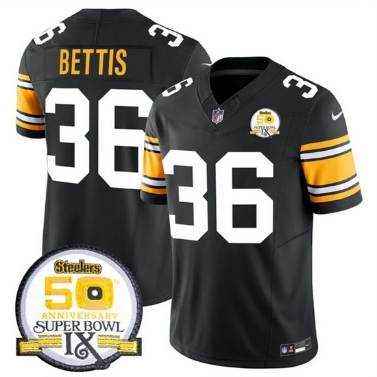 Men's Pittsburgh Steelers #36 Jerome Bettis Black 2024 F U S E 50th Anniversary Of Super Bowl IX Vapor Untouchable Limited Stitched Jersey - Ujersey