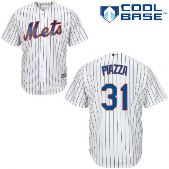 Men's Majestic New York Mets #31 Mike Piazza Replica White Home Cool Base MLB Jersey - Ujersey