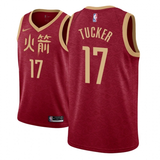 Men NBA 2018-19 Houston Rockets #17 P J Tucker City Edition Red Jersey - Ujersey