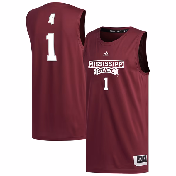 Men's adidas #1 Maroon Mississippi State Bulldogs Replica Basketball Jersey