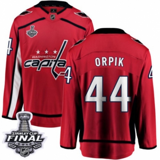 Youth Washington Capitals #44 Brooks Orpik Fanatics Branded Red Home Breakaway 2018 Stanley Cup Final NHL Jersey - Ujersey