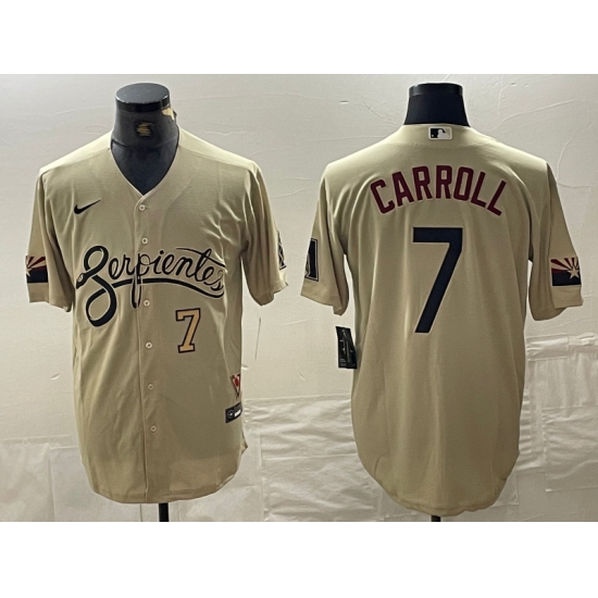 Men's Arizona Diamondbacks #7 Corbin Carroll Number 2021 Gold City Connect Cool Base Stitched Jersey
