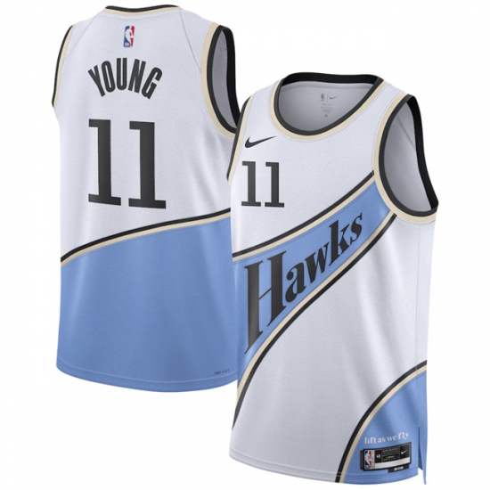 Men's Atlanta Hawks #11 Trae Young White 2024-25 City Edition Stitched Jersey - Ujersey