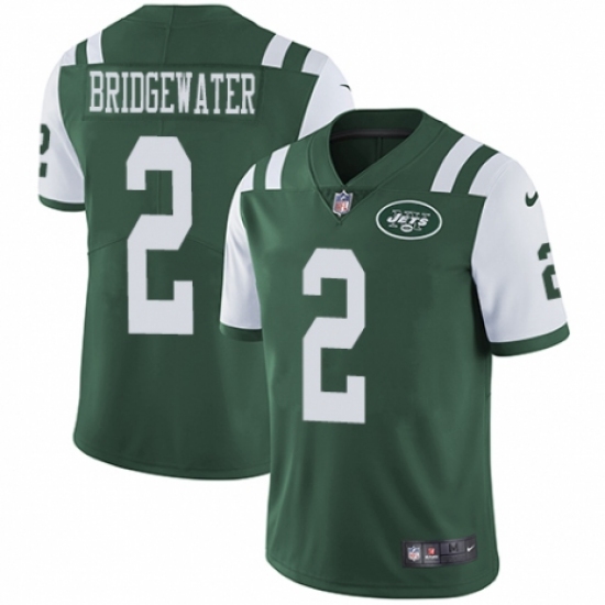 Youth Nike New York Jets #2 Teddy Bridgewater Green Team Color Vapor Untouchable Elite Player NFL Jersey - Ujersey