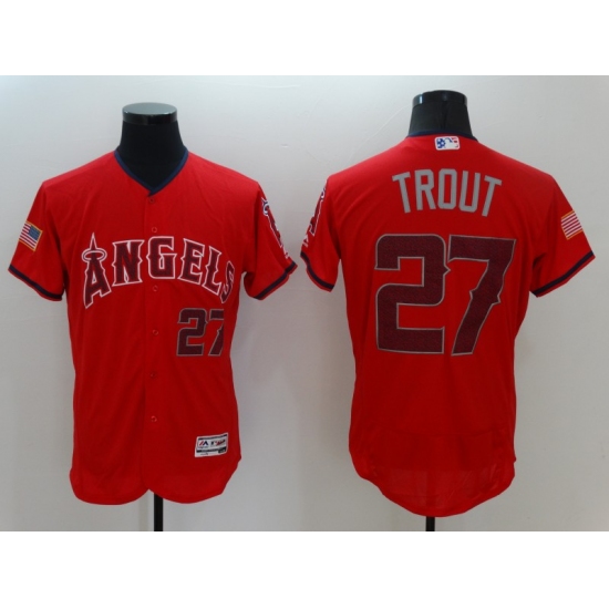 Men's Los Angeles Angels of Anaheim #27 Mike Trout Authentic Red Independent Jersey - Ujersey