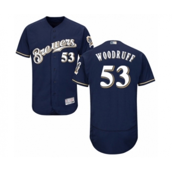 Men's Milwaukee Brewers #53 Brandon Woodruff Navy Blue Alternate Flex Base Authentic Collection Baseball Jersey - Ujersey