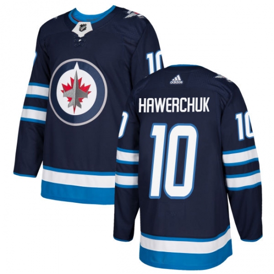Men's Adidas Winnipeg Jets #10 Dale Hawerchuk Premier Navy Blue Home NHL Jersey - Ujersey