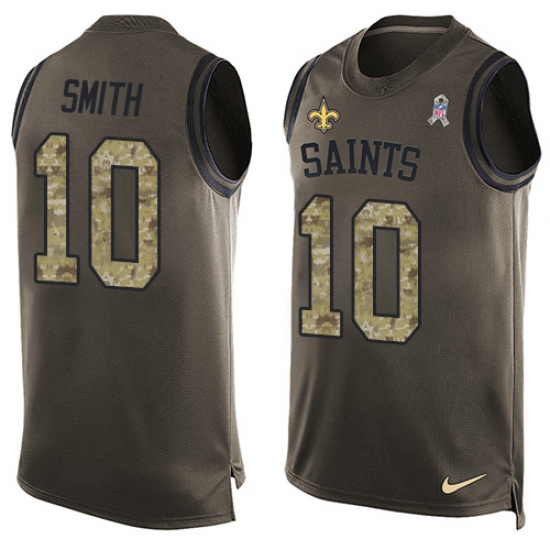 Men's Nike New Orleans Saints #10 Tre'Quan Smith Limited Green Salute to Service Tank Top NFL Jersey - Ujersey